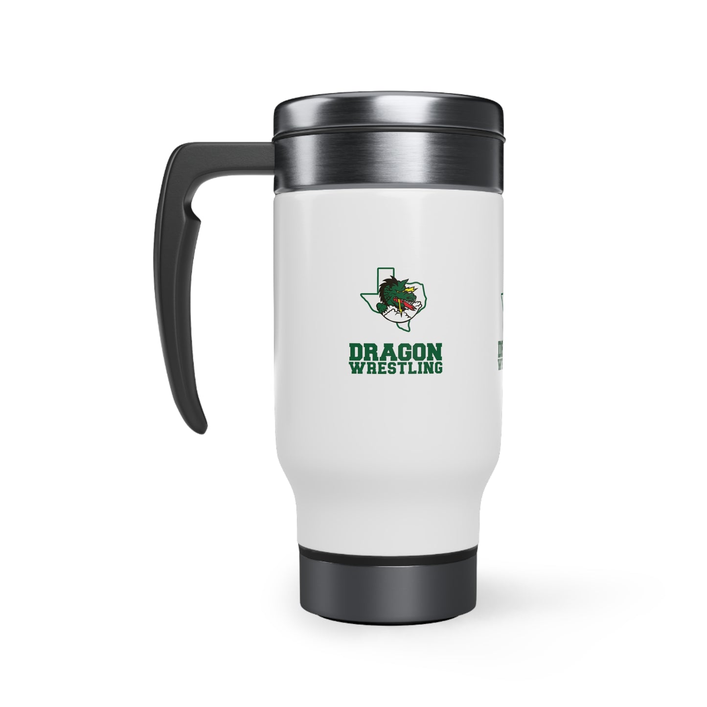 Dragon Wrestling Stainless Steel Travel Mug with Handle, 14oz
