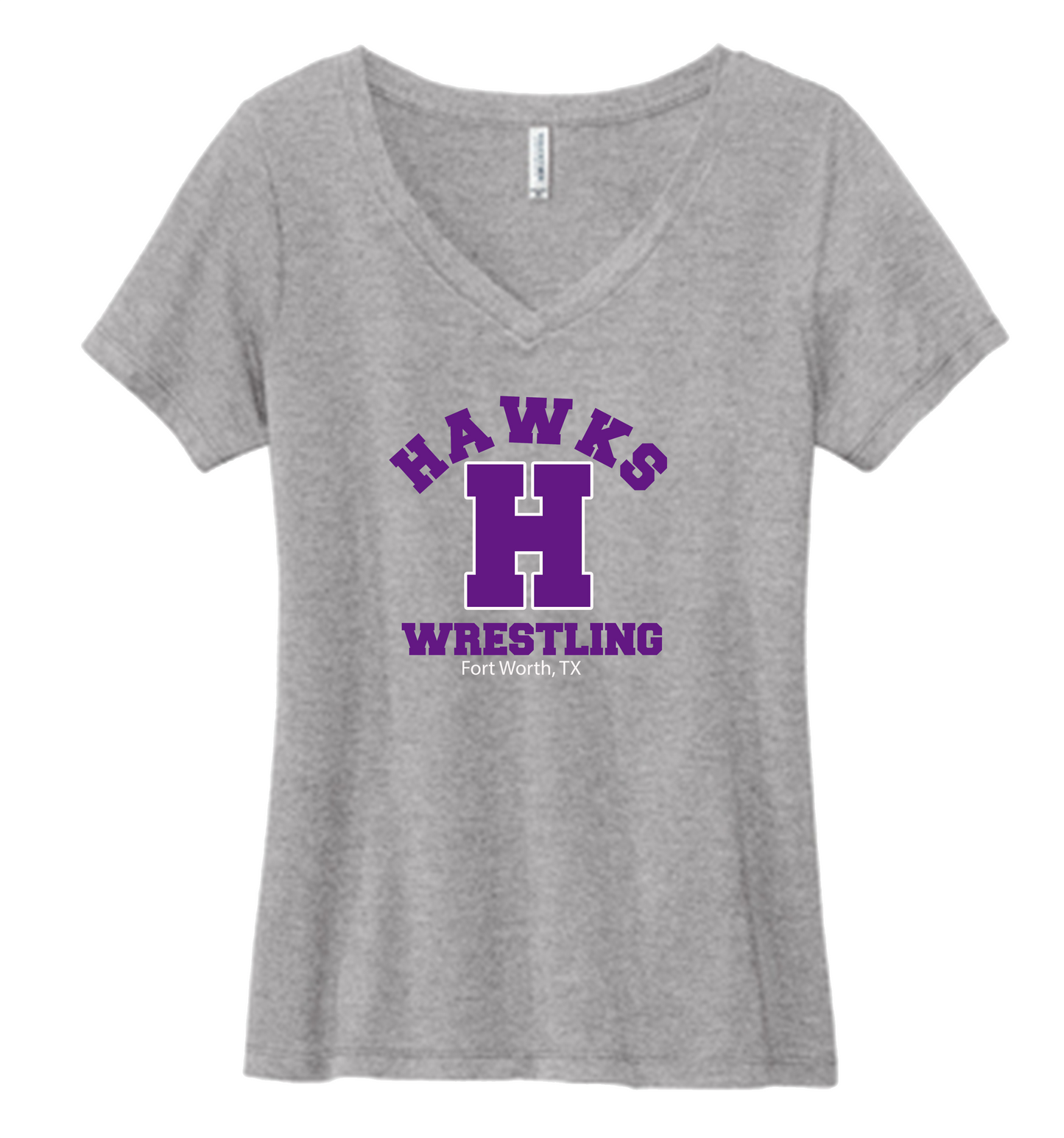 Hawks Wrestling "H" V-Neck T-Shirt (Women's Cut)