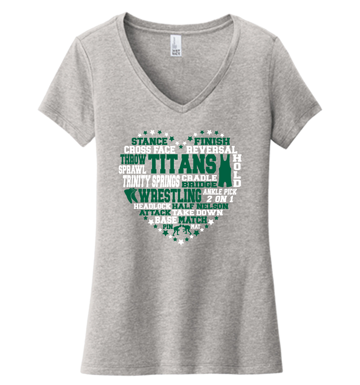 Trinity Springs Wrestling Heart V-Neck T-Shirt (Women's Cut)
