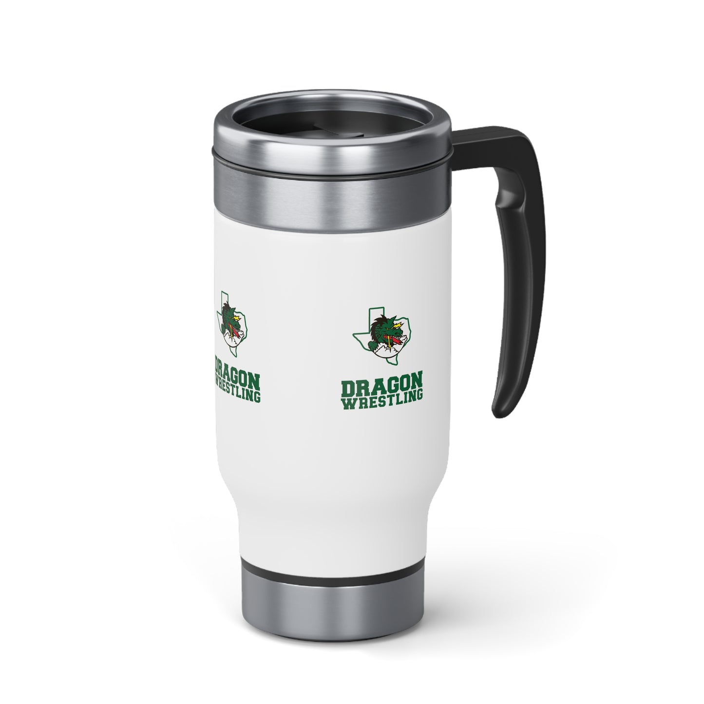 Dragon Wrestling Stainless Steel Travel Mug with Handle, 14oz