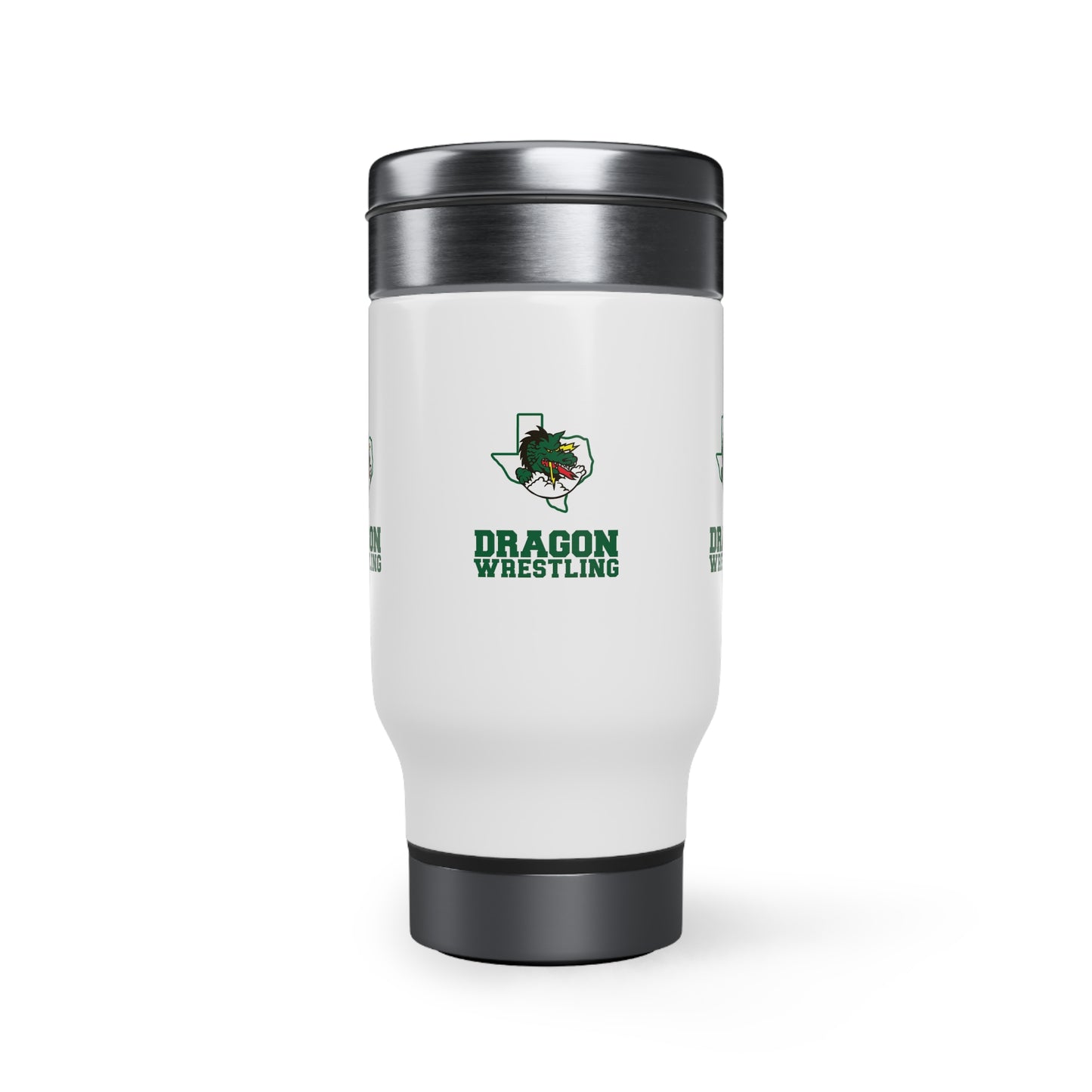 Dragon Wrestling Stainless Steel Travel Mug with Handle, 14oz