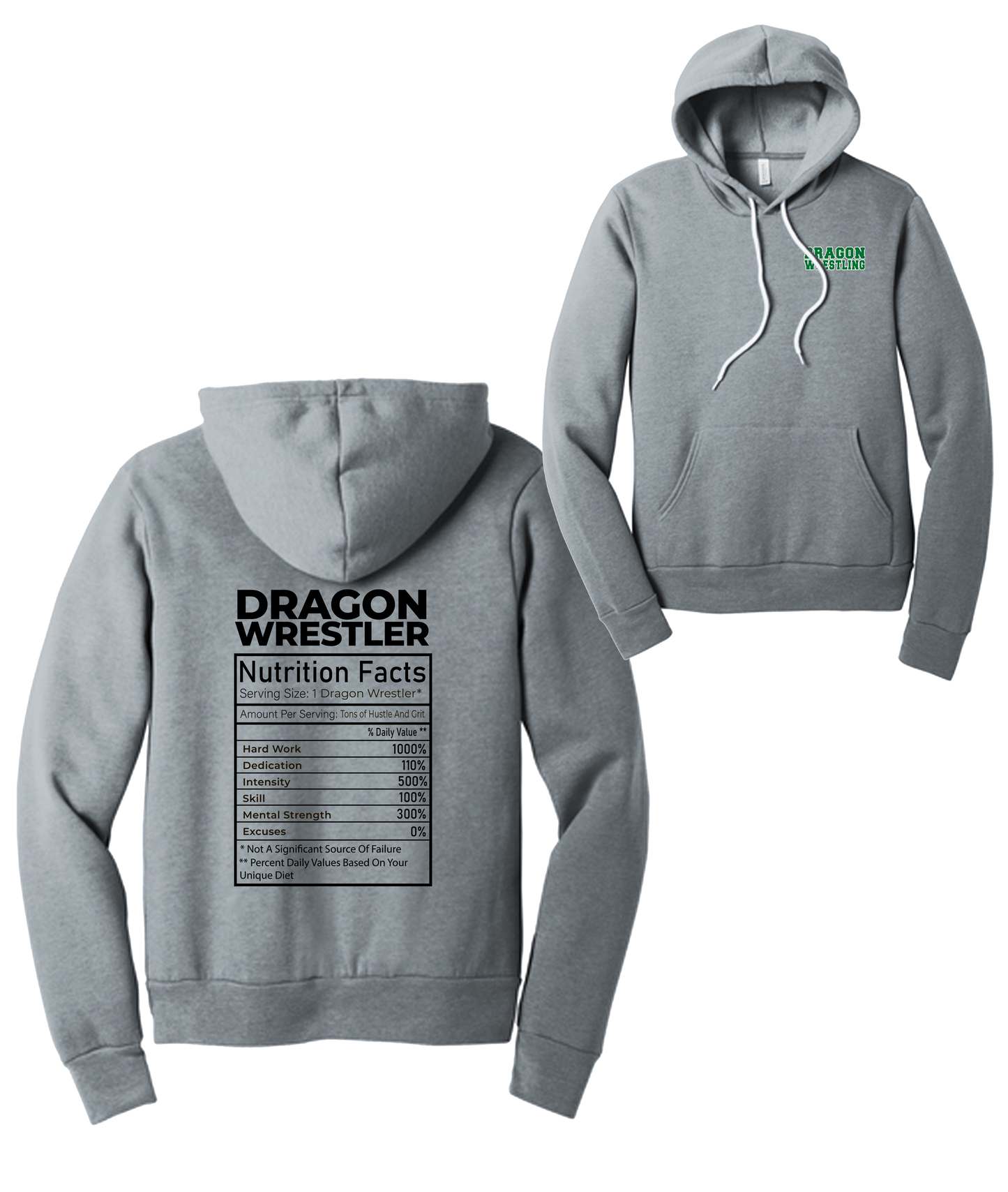 Dragon Wrestling Nutrition Facts Crewneck and Hoodies (Double Sided Printing)
