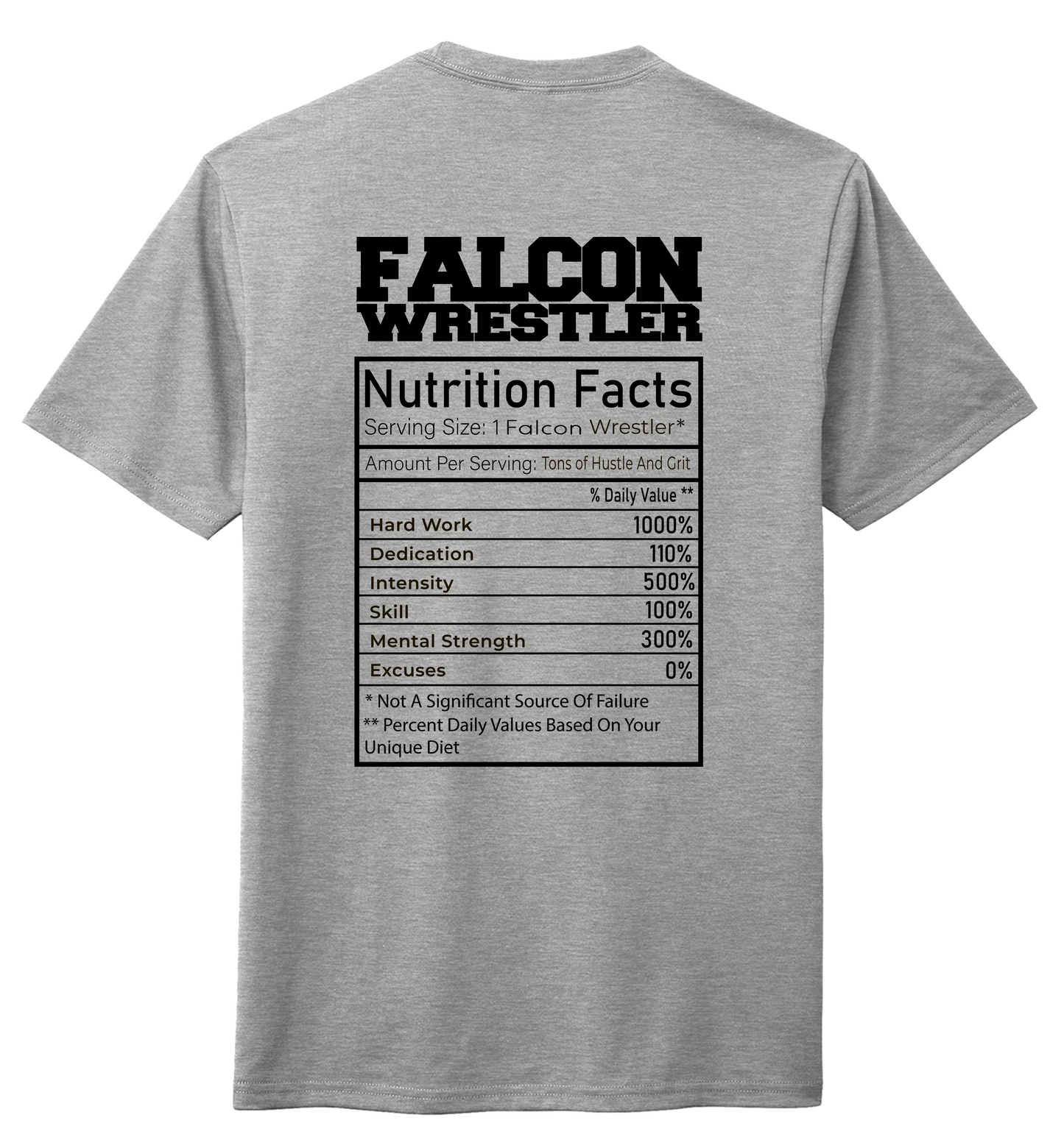 Falcon Wrestling Nutrition Facts T-Shirt