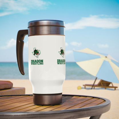 Dragon Wrestling Stainless Steel Travel Mug with Handle, 14oz