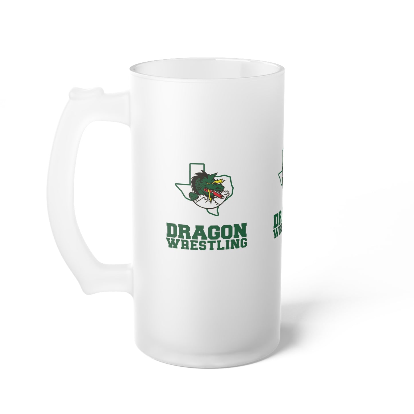 Dragon Wrestling Frosted Glass Beer Mug