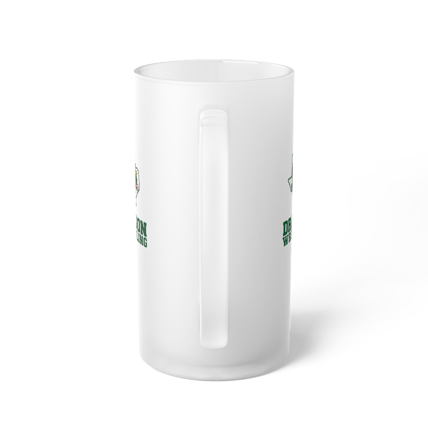 Dragon Wrestling Frosted Glass Beer Mug