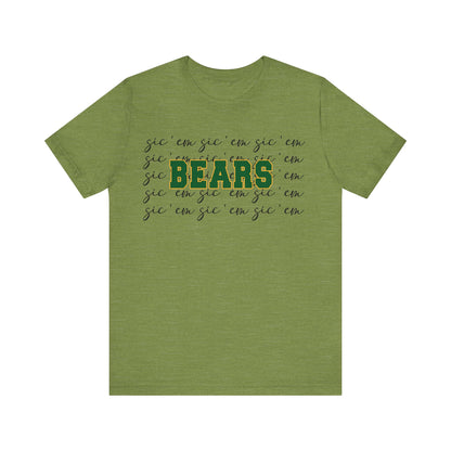 Bears with Sic 'Em Background  Short Sleeve Tee