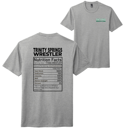 Trinity Springs Wrestling Nutrition Facts T-Shirt